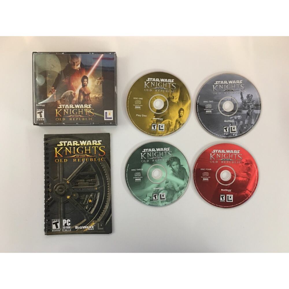 Star Wars Knights of the Old Republic (PC, 2003) 4-Disc Set W/ Jewel & Manual